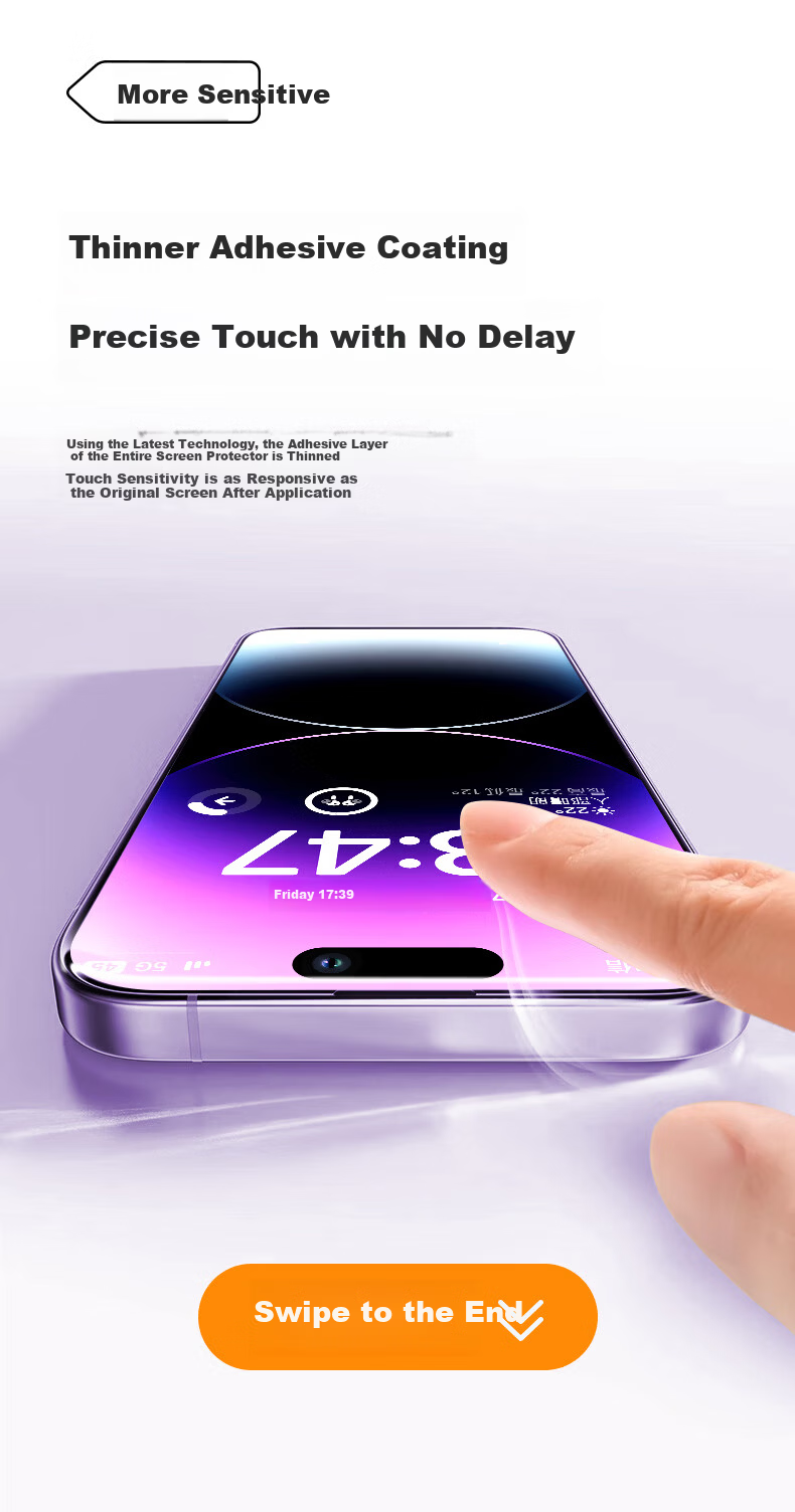 DIVI DIVI Dust-Free Warehouse Instant Adhesive iPhone 14 Pro Tempered Glass Screen Protector Full Coverage HD Explosion-Proof Anti-Drop Anti-Fingerprint Smooth Touch 1 Piece 5
