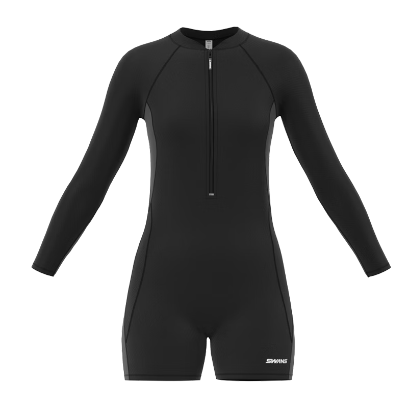 SWANS Women's Conservative Long-Sleeve Boyleg Swimsuit, Hot Spring Professional Quick-Dry One-Piece Swimwear And Surfing Suit, 3XL
