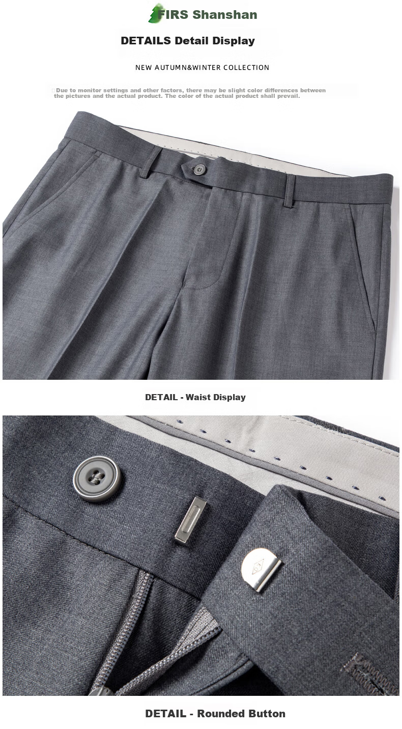 FIRS Men's Non-Iron Summer Loose Casual Business Dress Pants Straight Leg Trousers Navy Thin 29 22