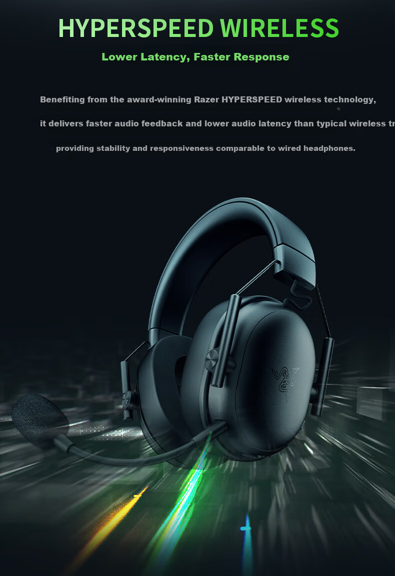 Razer BlackShark V3 X Speed Edition Wireless Over-Ear Gaming Headset Three-Mode Detachable Microphone Delta EQ Adjustment CSGO PUBG Black 3