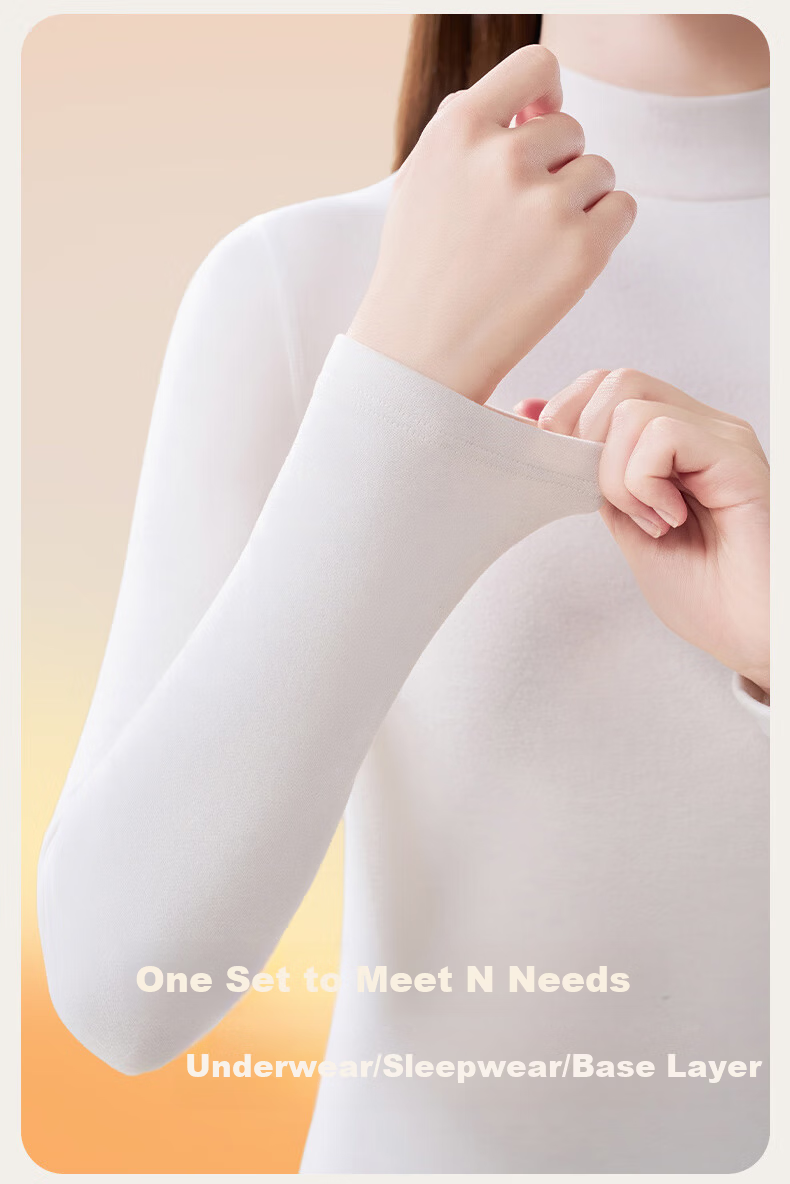 MiiOW Thermal Cashmere Silk Underwear Set Autumn Winter Thickened High Neck High Waist 2025 New Style 7