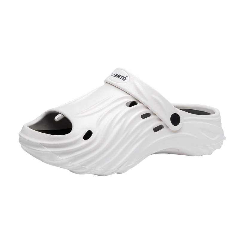 LAORENTOU Men's Summer Breathable Hole Shoes Thick Sole Outdoor Sandals LT353 White Size 44-45
