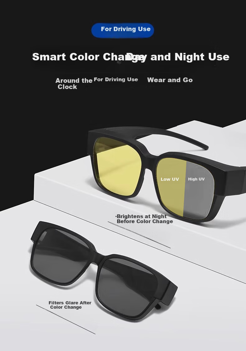 AMORAYS Day and Night Driving Anti-Glare Night Vision Glasses Men’s Nighttime Driving Prescription Clip-On Sunglasses 1