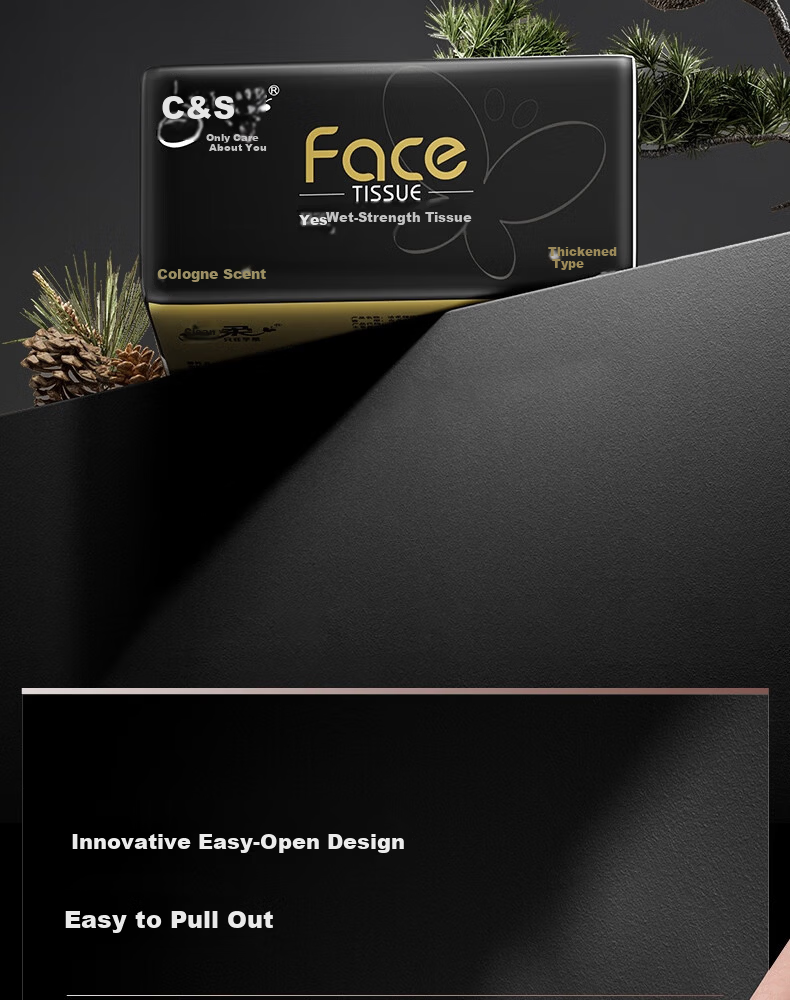 C&S Facial Tissues, Black Face Cologne Scent, 3-Ply 130 Sheets 3 Packs, Large Size BR201-18R, Single Pack 6
