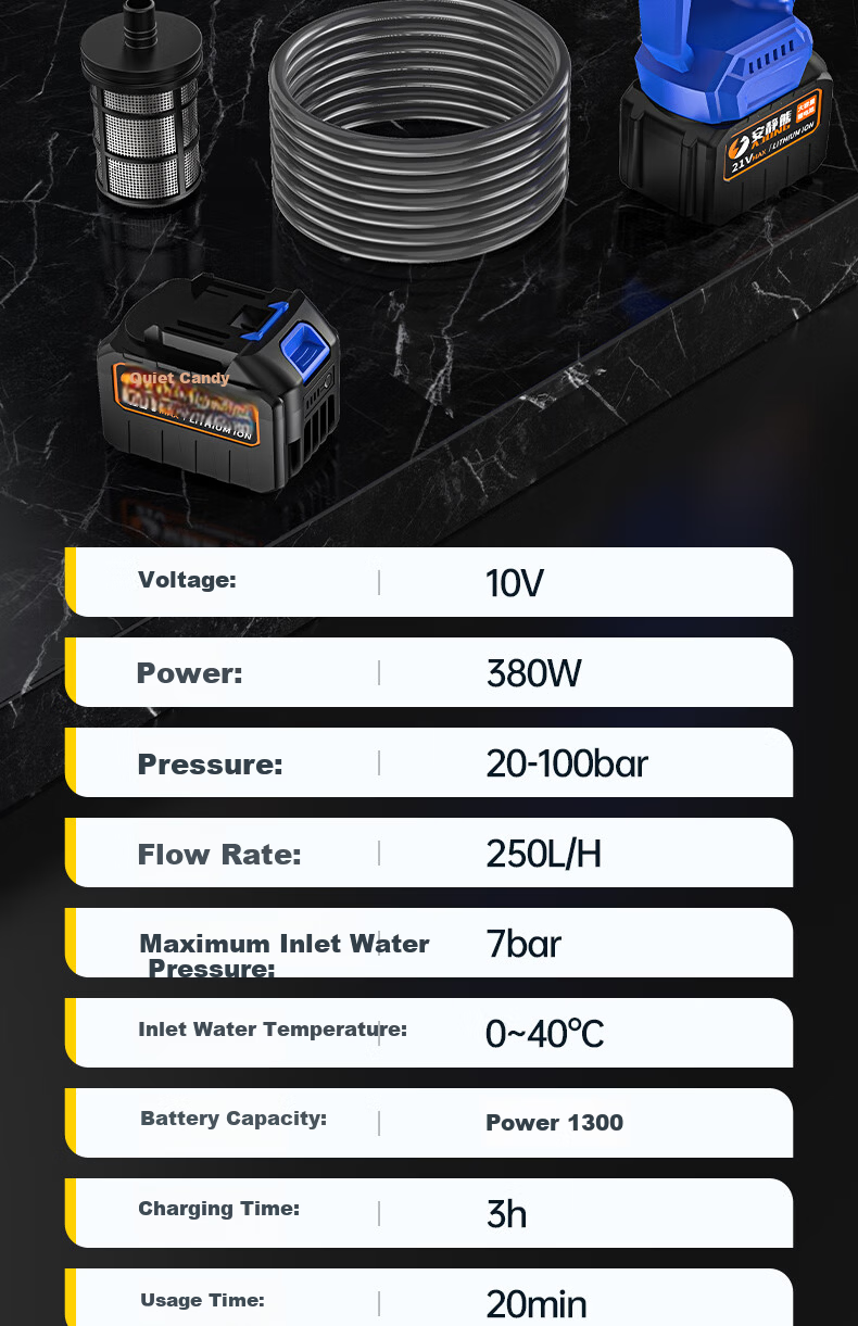 Quiet Bear Wireless Car Washer Lithium Battery High-Pressure Electric Water Gun Household Small Multifunctional Rechargeable Car Cleaning Machine 6