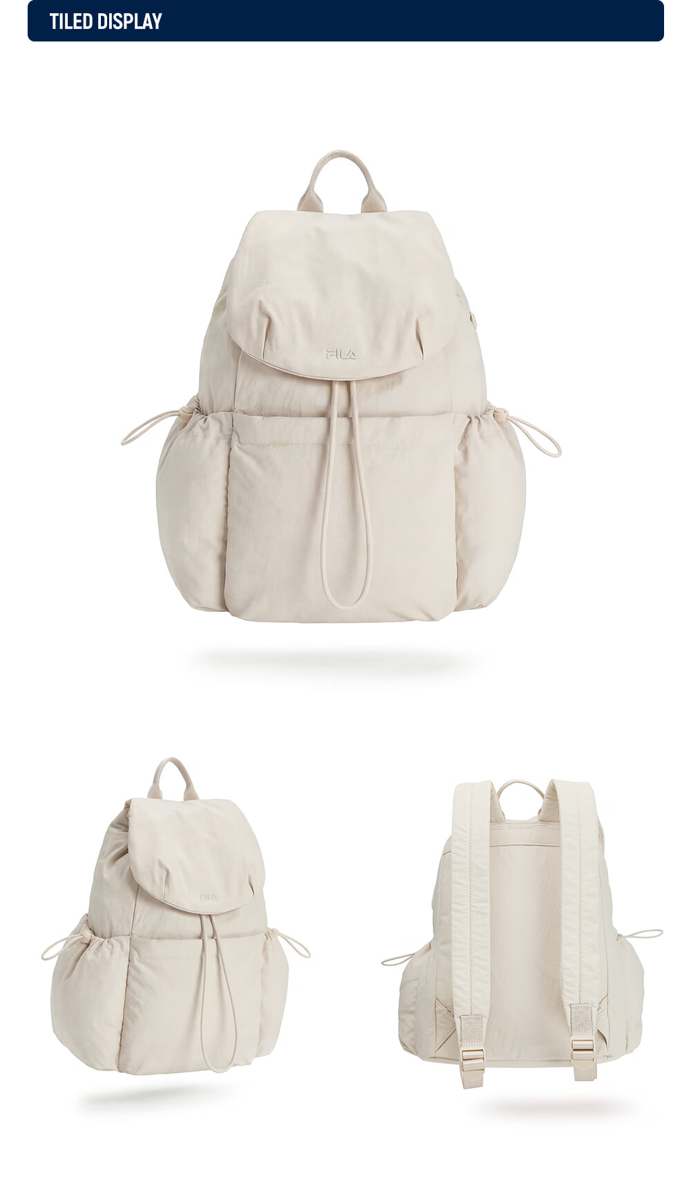 FILA Han So-hee Style Official Women's Summer Macaron Multi-Pocket Backpack School Bag Casual Bag 39