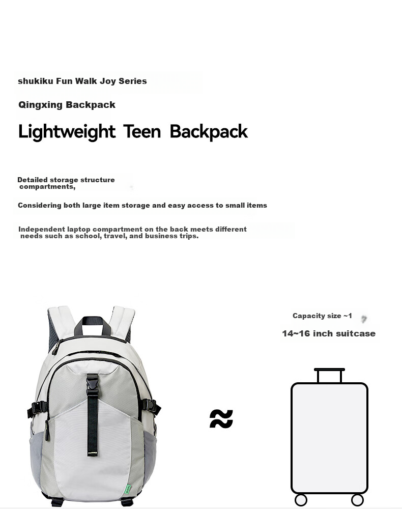 SHUKIKU Qingxing Backpack Youth Fashion Lightweight Travel Bag Large Capacity School Bag for High School Students Black 4