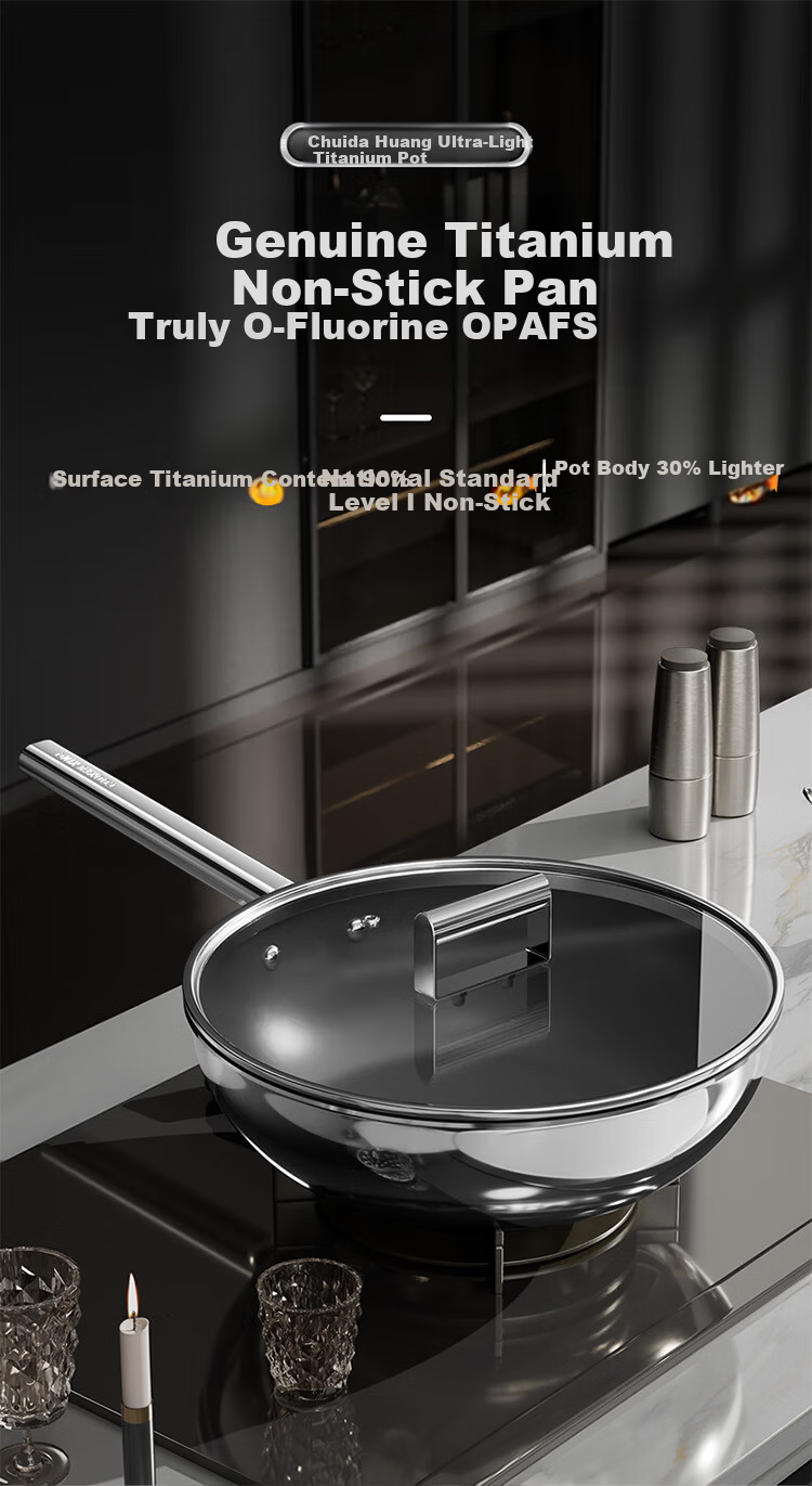 COOKER KING Fluorine-Free Coating Non-Stick Wok Multi-Functional Ultra-Light Titanium Pan 28CM for Gas and Induction Cookers 1