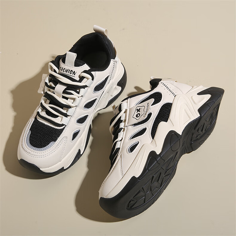 CARTELO Women's Chunky Sneakers, Spring Sports Casual Shoes, Thick-Soled Running Shoes for Women, 1532 Black, Size 37 29