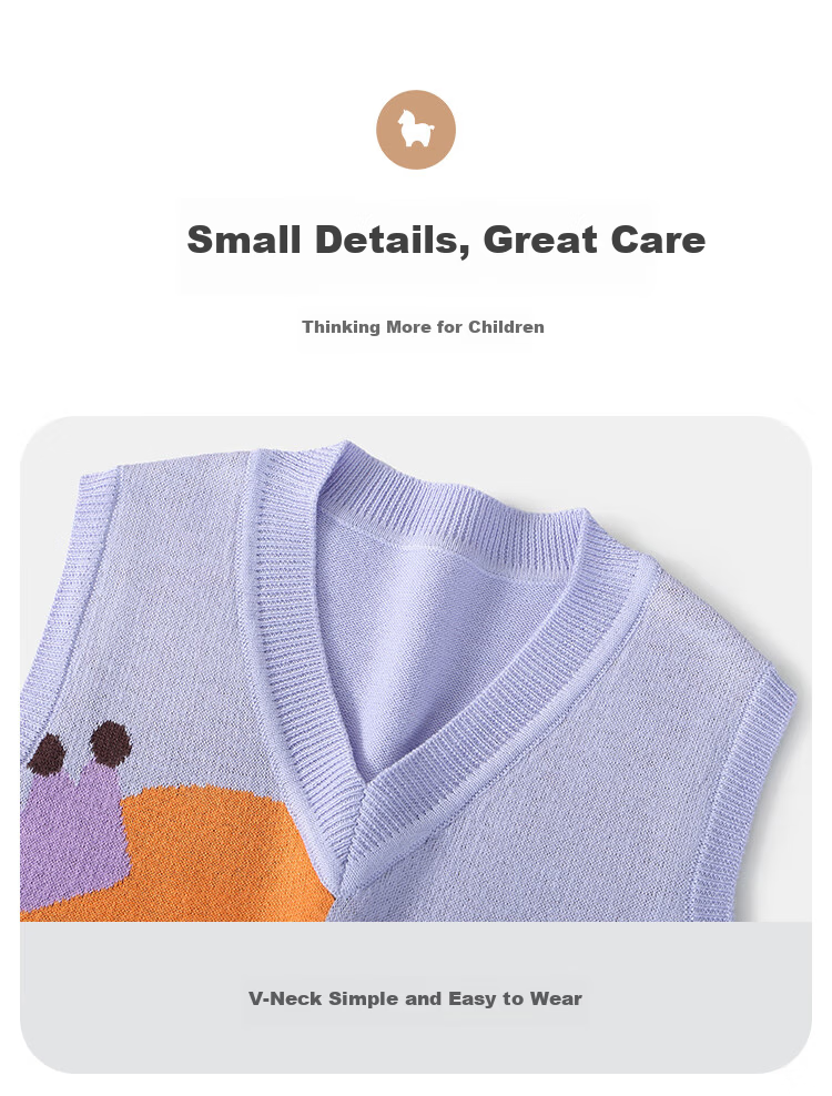 MQDMINI Kids Knitted Vest Boys Girls Sleeveless Sweater Elephant Forest 13