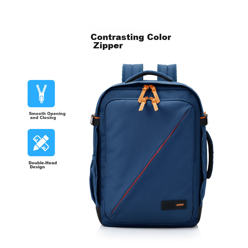 AMERICAN TOURISTER 15.6-inch Large Capacity Backpack Laptop Bag Casual Travel Bag 91G Navy Blue/Orange