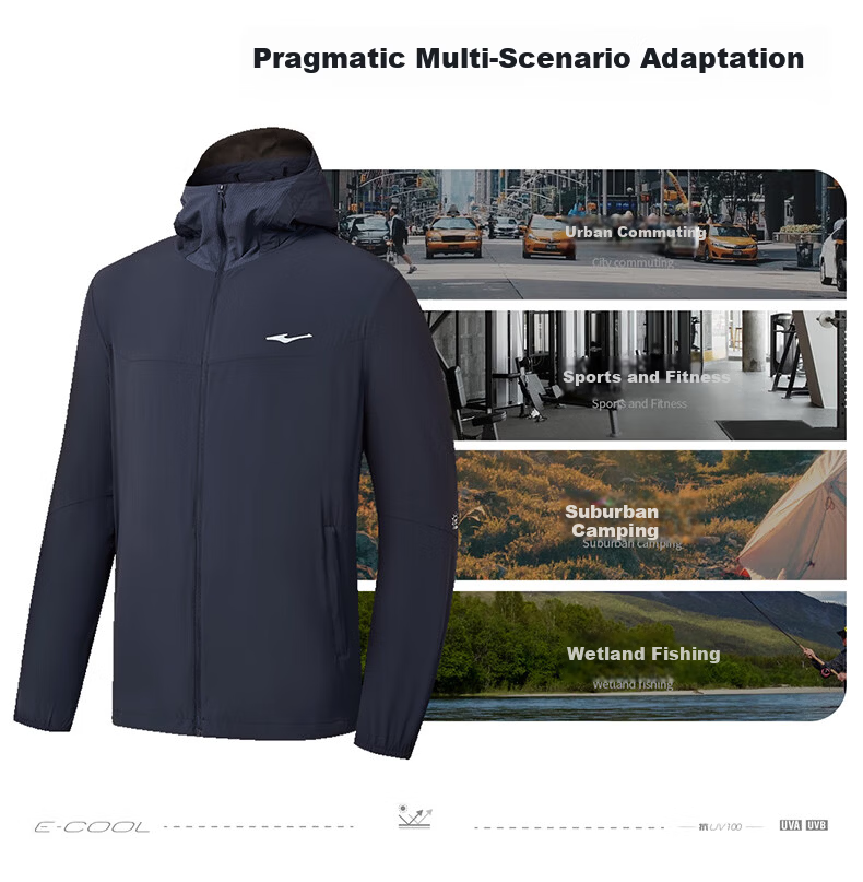 ERKE [Yu Shitong Same Style] Men's Sunscreen Jacket Spring Men's Coat Moisture-Wicking Quick-Dry UPF100+ Cooling Sports Shirt 18