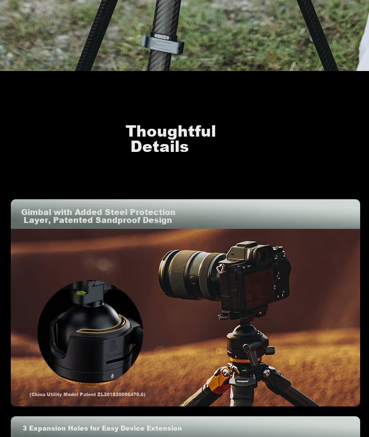 Fotopro Origin Portable Pure Carbon Fiber Asymmetric Design Panoramic Tripod Head for Digital Camera Mirrorless Photography Black 17