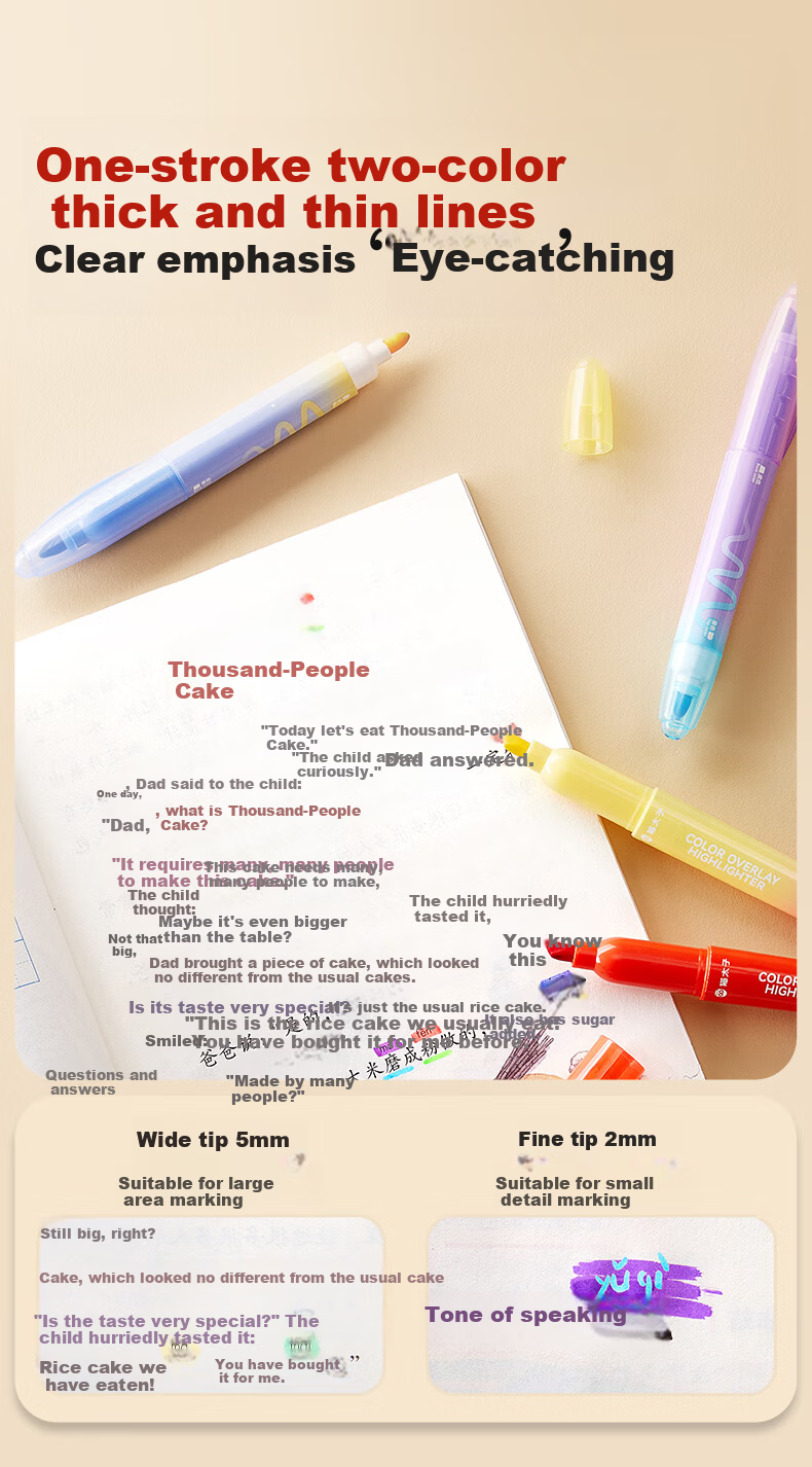 Cat Prince Stackable Color Highlighter Marker Pen Double-Ended Fluorescent Pen 12 Colors Quick-Dry for Elementary Students Note-Taking and Handwritten Reports 5