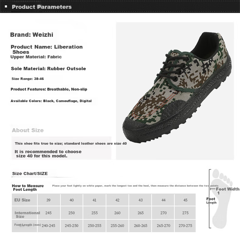 Weizhi Liberation Shoes for Men And Women, Military Training Hiking Outdoor Breathable Work Safety Puncture-Resistant Wear-Resistant Canvas Rubber Boots WZ2001 Size 41 3