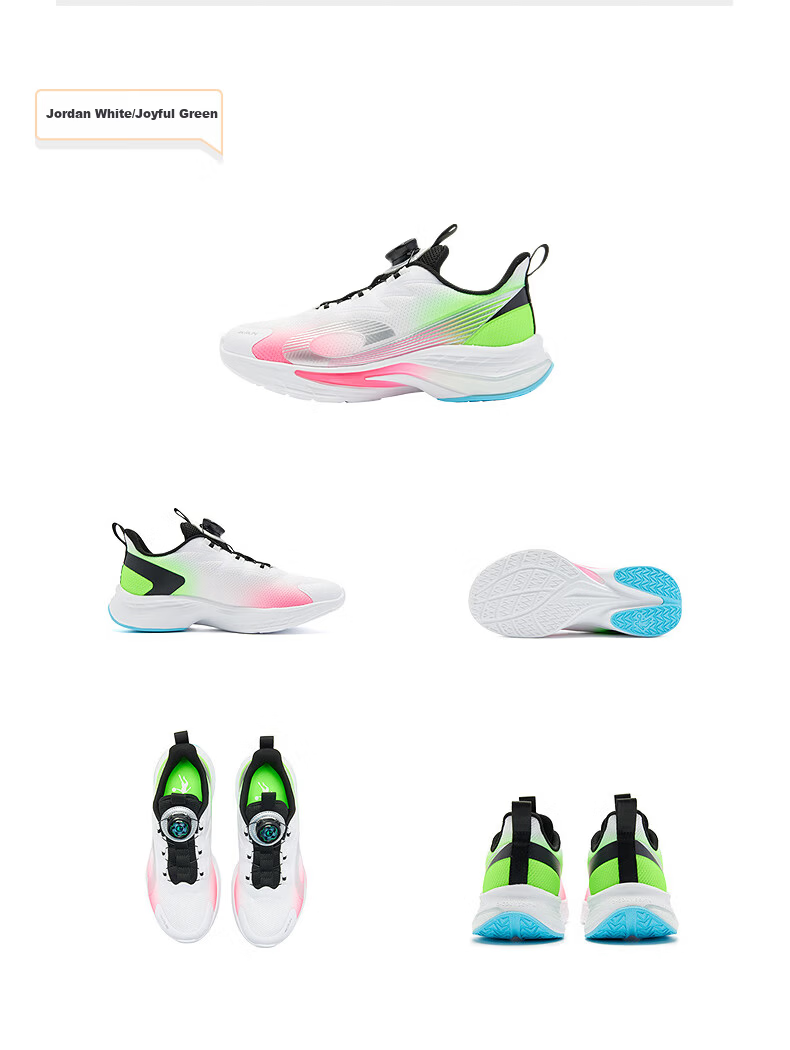 QIAODAN Boys Sports Shoes Kids Running Shoes Autumn Spring Twist Buckle Black/Miku Green Size 36 15