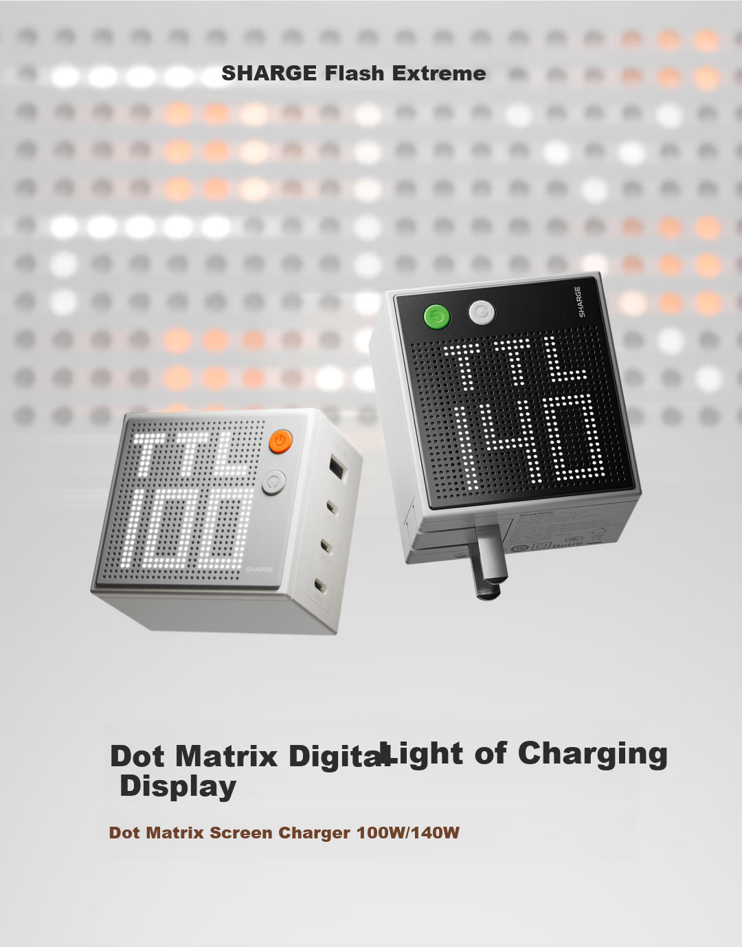 SHARGE [Flash Extreme China Aircraft Carrier Collaboration] Dot Matrix Screen Smart Display 67W GaN Apple 17 Pro Charger Type-C Multi-Port PD 65W and 40W Fast Charging Adapter Blue 1