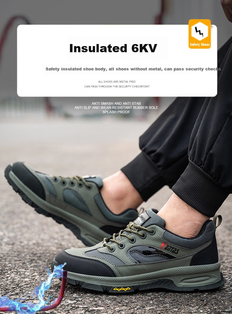 SONTAS Men's Summer Breathable Mesh Safety Shoes Anti-Smash Anti-Puncture Steel Plate Steel Toe Lightweight Ultra-Soft Work Insulated Size 40 Comfortable Ultra-Light Black All-Season Safety Shoes 7