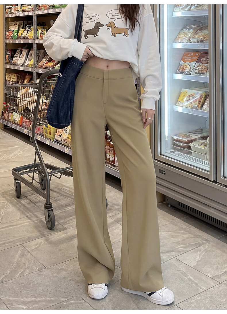 Borui Women's Casual Dress Pants 2026 New Spring Summer Flowing Wide-Leg Slim Straight-Leg Suit Trousers 26