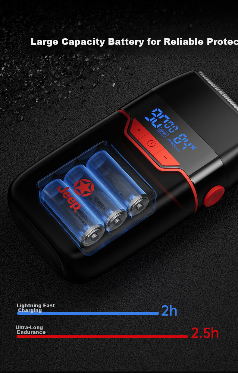 JEEP Professional Electric Hair Clipper for Men, Salon-Grade Cordless Hair Trimmer with Long Battery Life, High-Speed Motor, 21-Speed Adjustable Aluminum Alloy Body 9