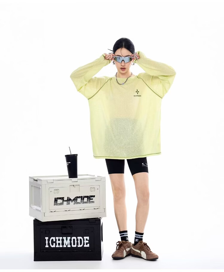 ICH MODE Lyocell Cross-Print Long-Sleeve T-Shirt, Physical Sun Protection Cover-Up for Women, Summer Hasselblad Online Top, White, Size S 6