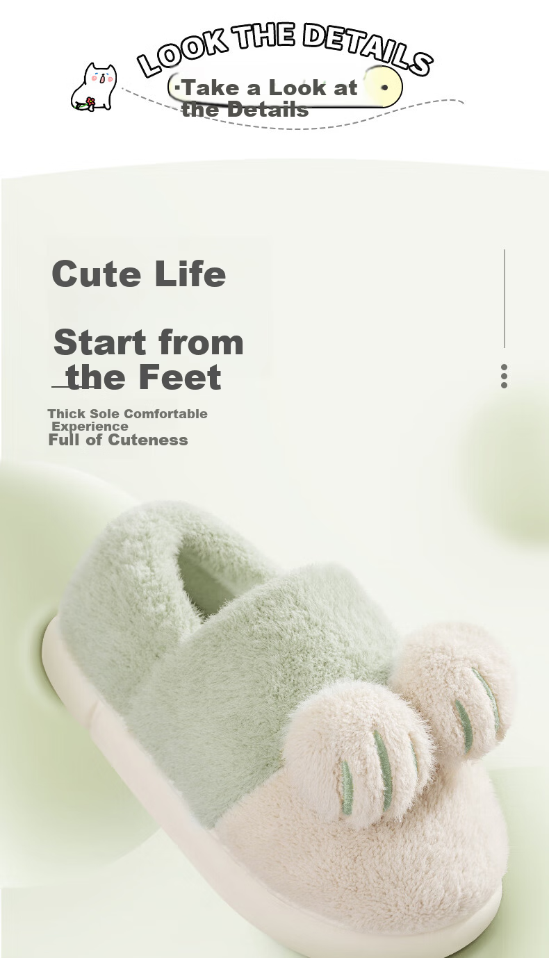 Runrou Women's Cotton Slippers with Heel Cover Autumn Winter 2025 New Maternity Indoor Furry Warm Plush Cotton Shoes 5