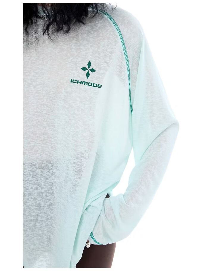 ICH MODE Lyocell Cross-Print Long-Sleeve T-Shirt, Physical Sun Protection Cover-Up for Women, Summer Hasselblad Online Top, White, Size S 17