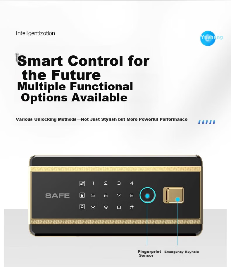 DAYI Fingerprint and Password Small Safe Home Office Financial Steel Anti-theft Safe Box 45cm Coffee Gold Password + Fingerprint 15