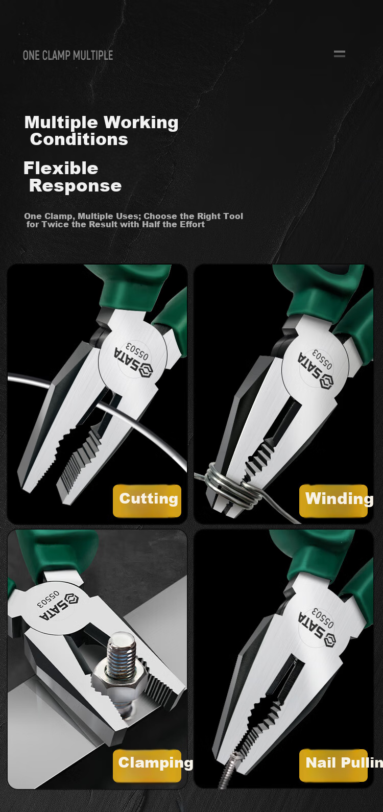 SATA 6-Inch Wire Cutter Pliers Electrical Pliers Multi-Size Options 05501 Tool Steel Pliers 5