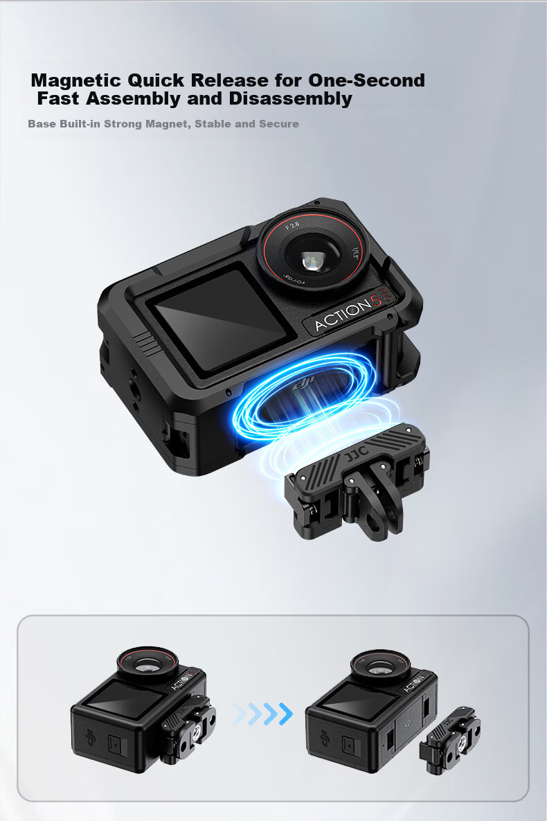 JJC Magnetic Base for DJI Action 5 Pro Quick Release Adapter for Action 4/3 DJI Osmo 360 Sports Camera Accessories (Random New or Old Version) 2
