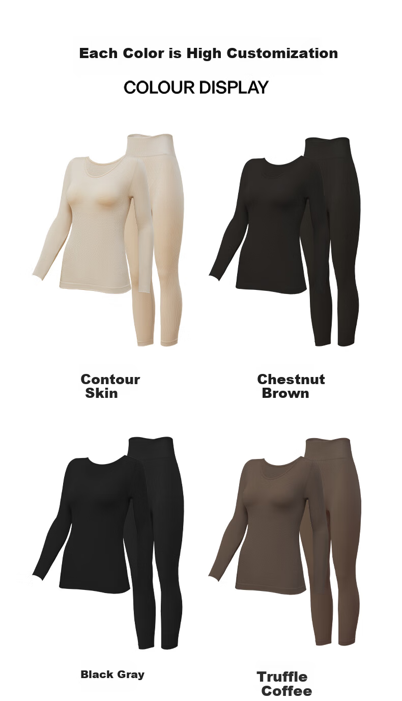 Herbal Original Women's Thermal Underwear Set Autumn Winter New Slimming Heat Energy Waist Shaping Base Layer Shirt and Pants 15