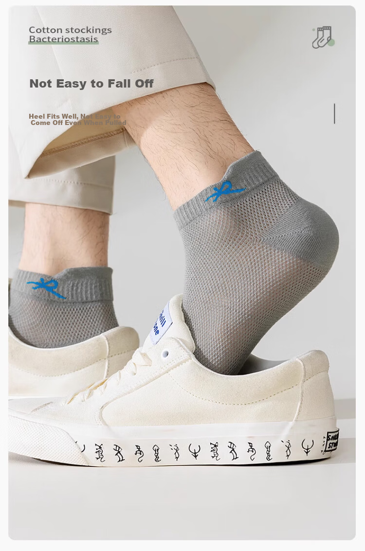 LangSha Spring Summer New Men's Socks Pure Cotton 5A Antibacterial Mesh Breathable Odor-Resistant Casual Men's Socks Summer 11