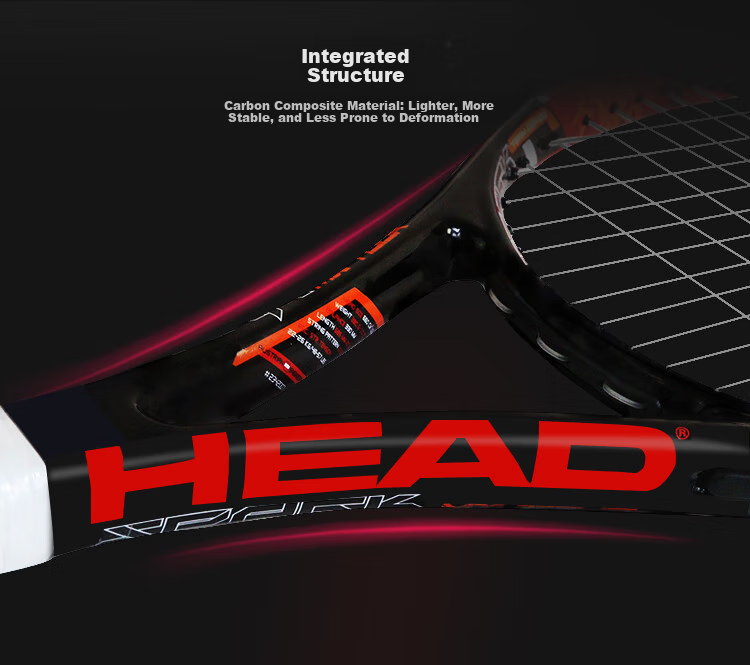 HEAD SPARK MX Tennis Racket Professional Beginner Training Carbon Composite Unisex Black Red with Tennis Grip and Vibration Dampener 6
