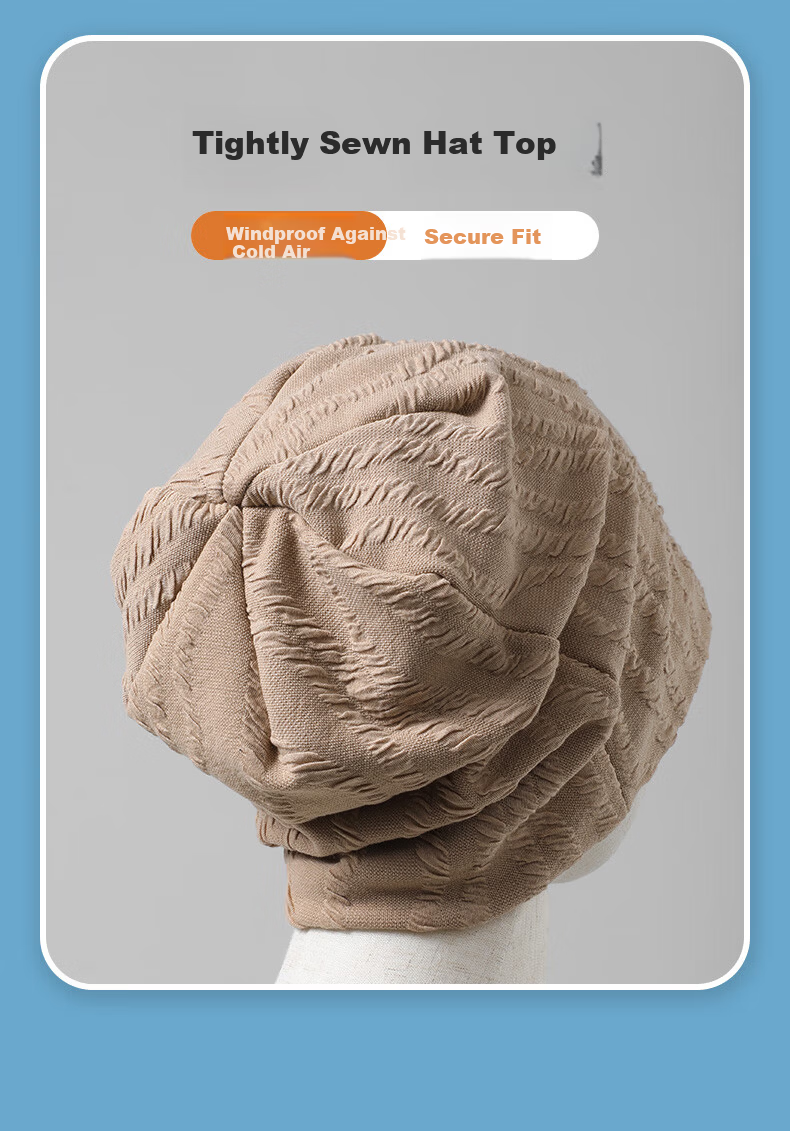 Qise Fang Women's Thin Windproof Warm Maternity Hat Skin-friendly Sleep Cap Men's Cold-proof Headwrap Beanie Black 5