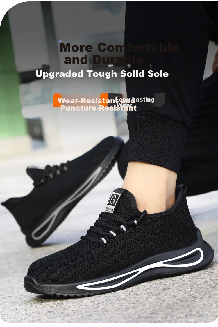 JUNBU Safety Shoes for Men, Summer Breathable Steel Toe Cap, Anti-Smashing, Puncture-Resistant, Wear-Resistant, Construction Site Work Shoes 1080S Size 38 2