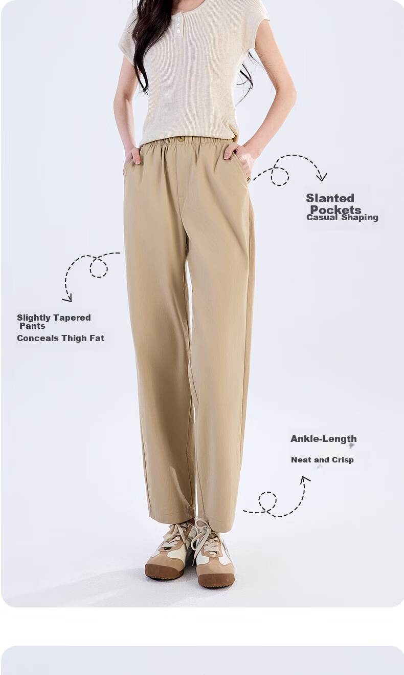 LangSha Straight-Leg Harem Pants for Women, Summer 2026 Thin High-Waist Slimming Nine-Point Straight-Leg Carrot Cigarette Trousers 8