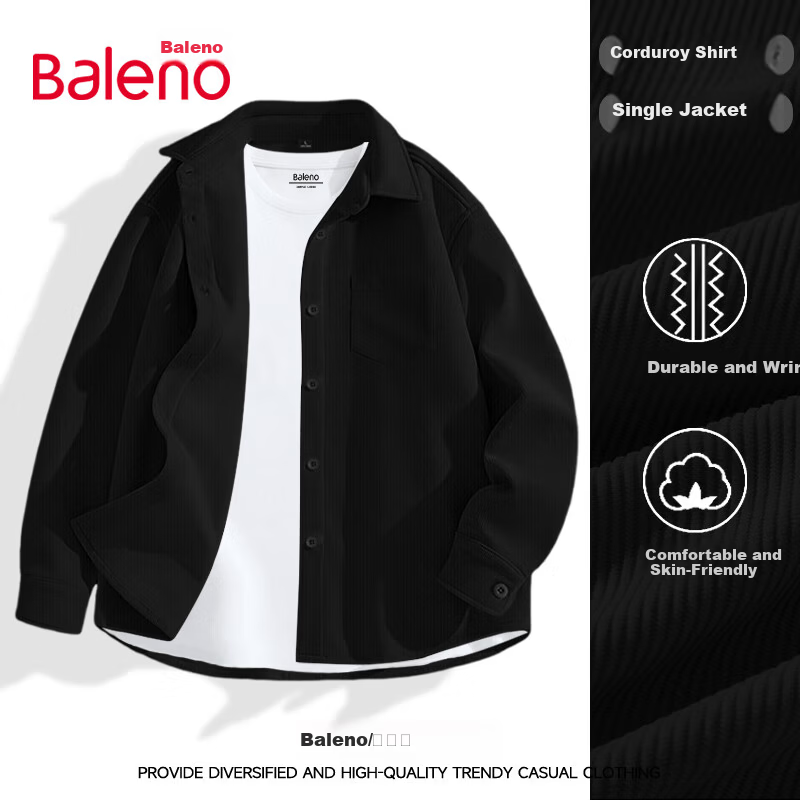 Baleno Heavyweight 260g Autumn Unisex Shirt Button Cardigan Casual Trendy Couple Outerwear 8