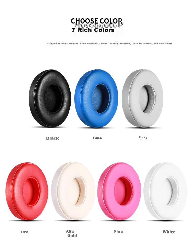 Penggu Replacement Ear Cushions for Beats Solo3 Wireless Headphones, Compatible with Solo2, Genuine Sheepskin Leather Ear Pads, White 5