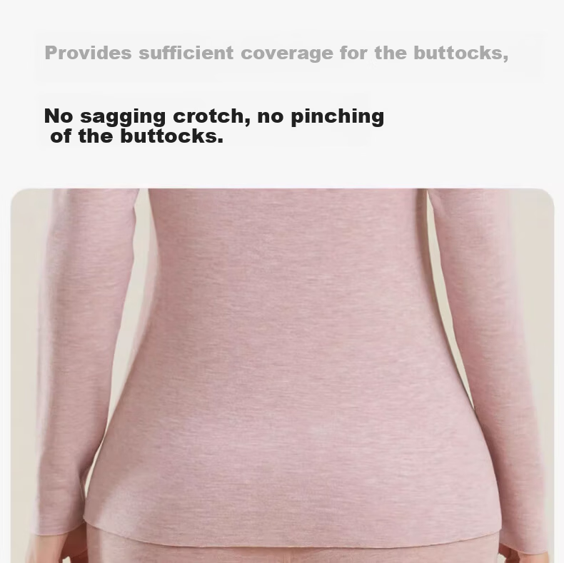LangSha Acrylic Heating Fiber Seamless Thermal Underwear Women's Wool Mulberry Silk Winter Top Black XL 20