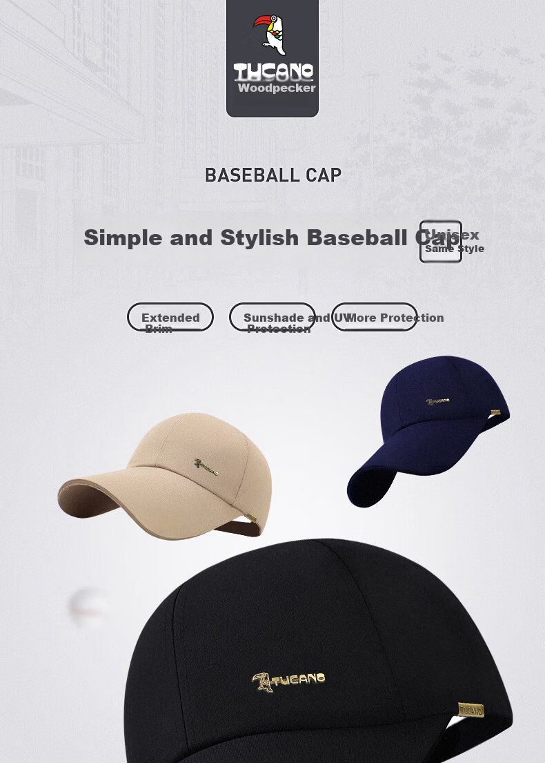 TUCANO Baseball Cap for Men And Women, All-Season Long Brim Adjustable Sun Protection Casual Fishing Visor Hat 1