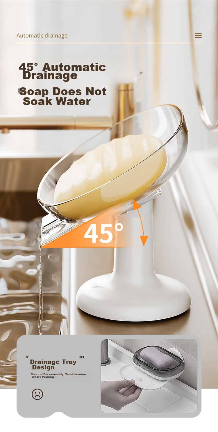 Taili Suction Cup Soap Dish with Drainage, No Drilling Required, Bathroom TPE Material Strong Adhesion Storage Holder 6