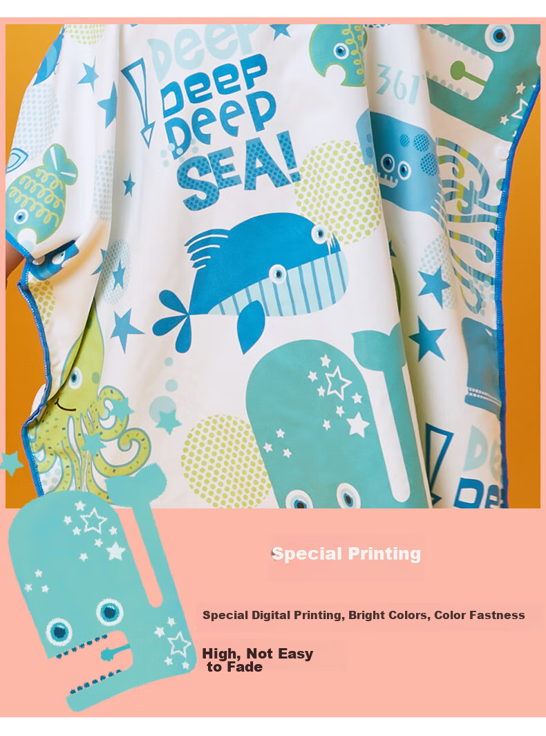 361° Kids Wearable Hooded Towel Absorbent Quick-Dry Bathrobe for Boys and Girls Swimming Beach Towel 5