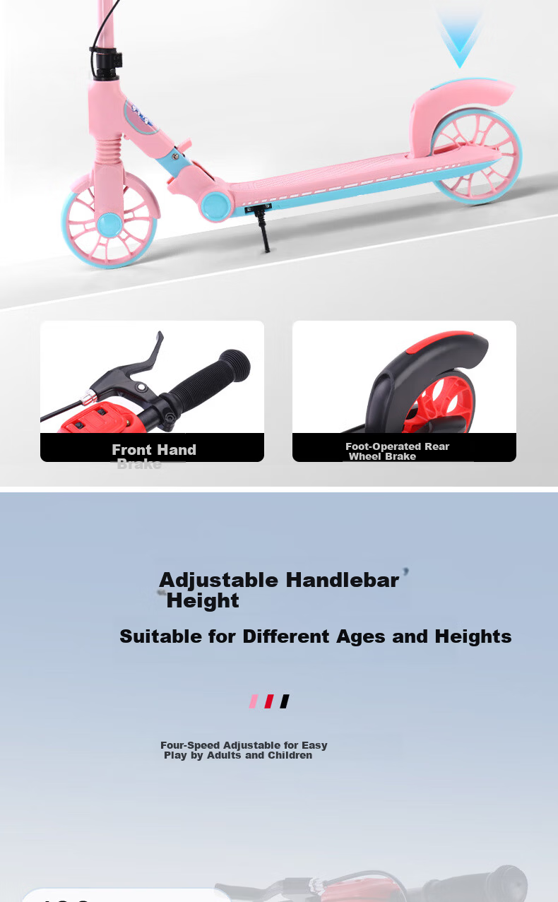 HEAD Adult and Kids Foldable Scooter Adjustable Height Two-Wheel Commuter Kick Scooter with Dual Brakes and Shock Absorption 4