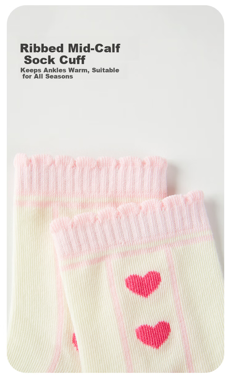 DEESHA 7A Antibacterial Girls' Socks, 5 Pairs, Seamless, Comfortable, Breathable, Anti-Pilling Cotton Socks for Kids, All-Season 1