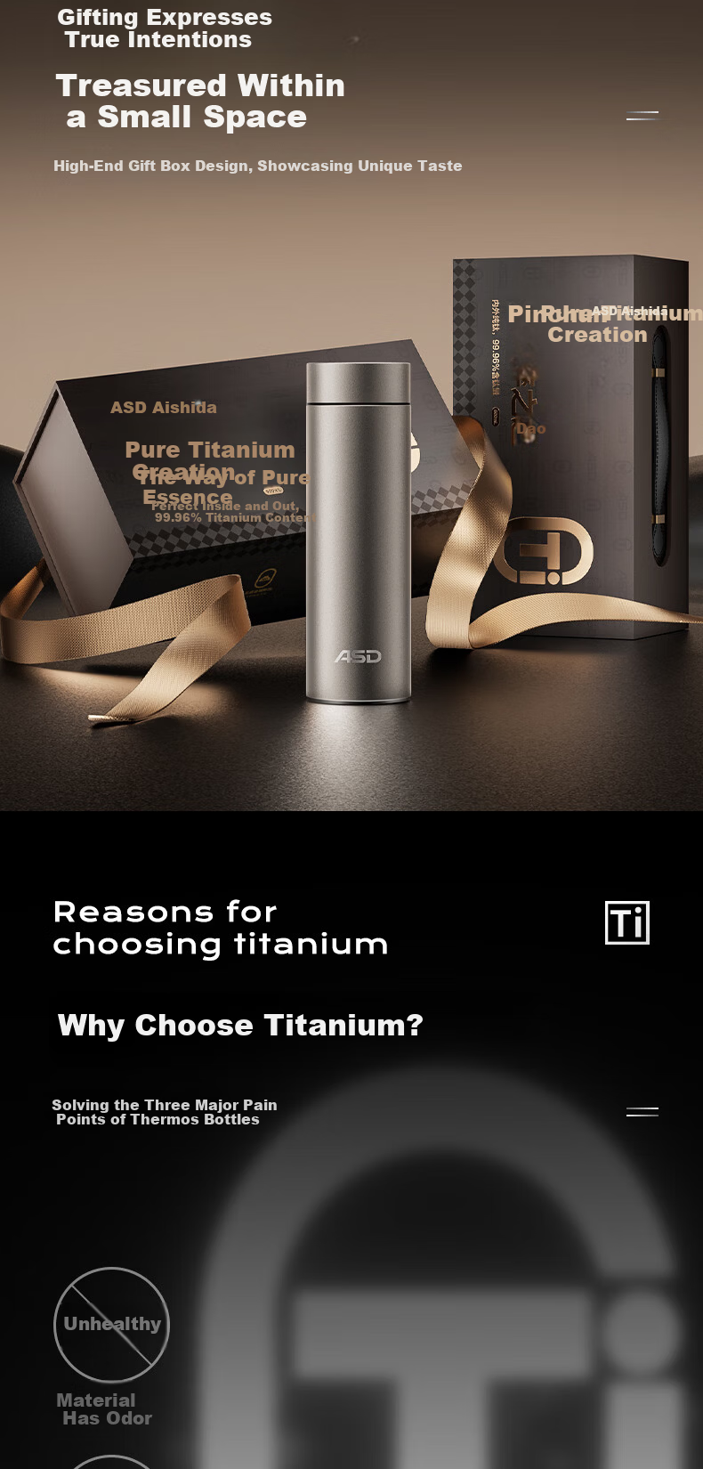 ASD Vacuum Insulated Pure Titanium Thermos Cup for Men and Women Business Portable Tea Water Bottle RWS52B48WG-S 3