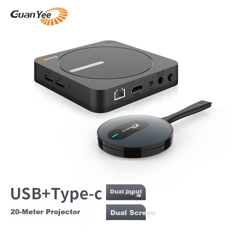 GUANYEE Wireless HDMI Screen Mirroring Transmitter for Mobile Phone, Computer, Tablet - One-Key Wall Penetration, 4K Projection for TV, LED Large Screen Projector, Enterprise Grade