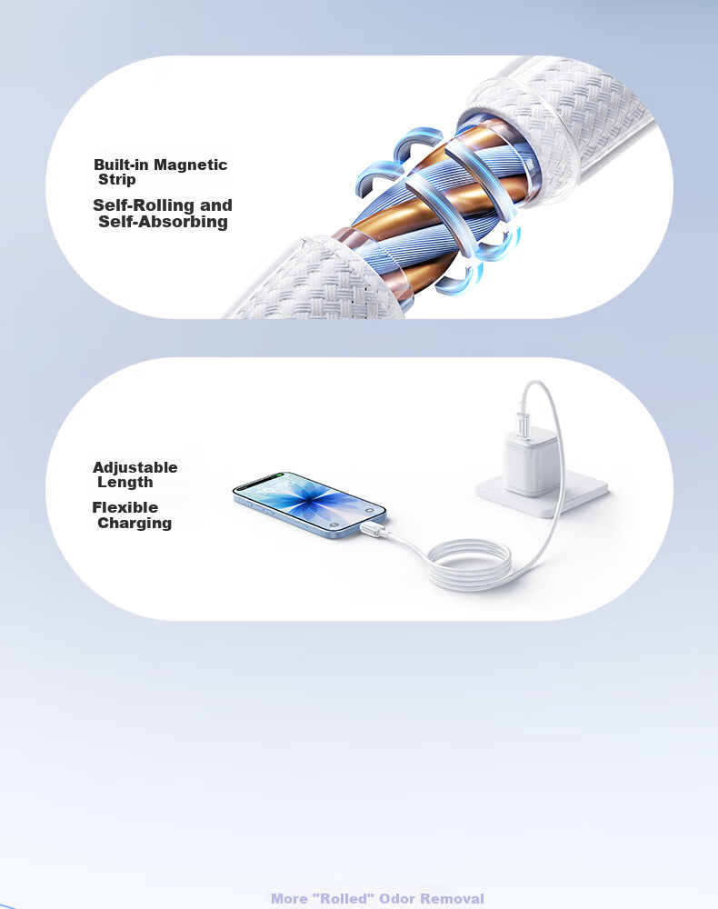 Baseus Magnetic Dual-Head Type-C PD 100W Fast Charging Cable for Huawei Honor Xiaomi Apple iPad Laptop Phone 1m Pink 5