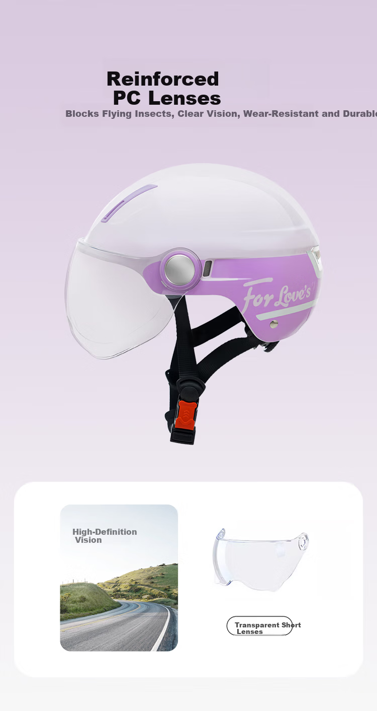 Aima Electric Scooter Helmet Half Helmet Summer Fashion Lightweight Electric Bike Helmet Motorcycle Safety Helmet Four Seasons Universal E12 Coconut Purple 5