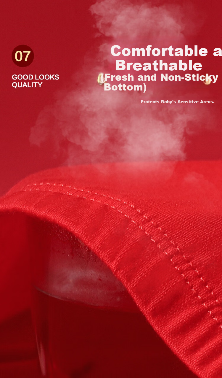 Hodohome Boys' Underwear, Hongyun Zodiac Year Red Shorts, Boys' New Year Festive Cotton Spandex Shorts, 311 170 7