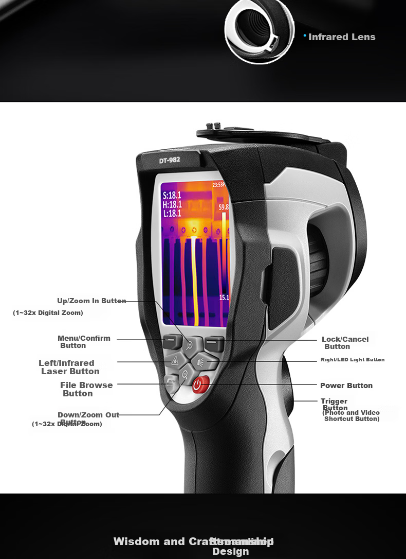 CEM DT-982 High-Definition Infrared Thermal Imager Industrial Thermal Camera Power Line Floor Heating Detection Professional Grade 13